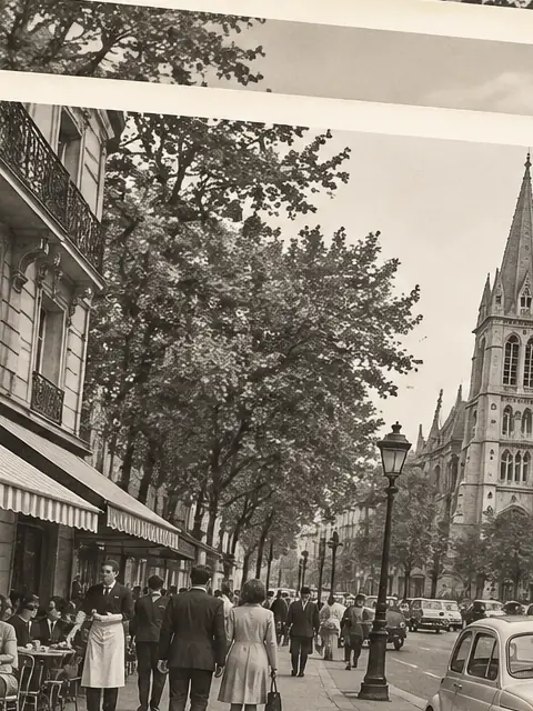Illustrated street scene labeled 1960